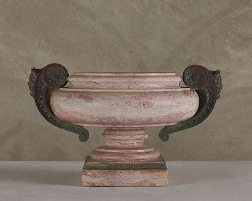 NEO CLASSICAL BRONZE AND MARBLE GARDEN URN